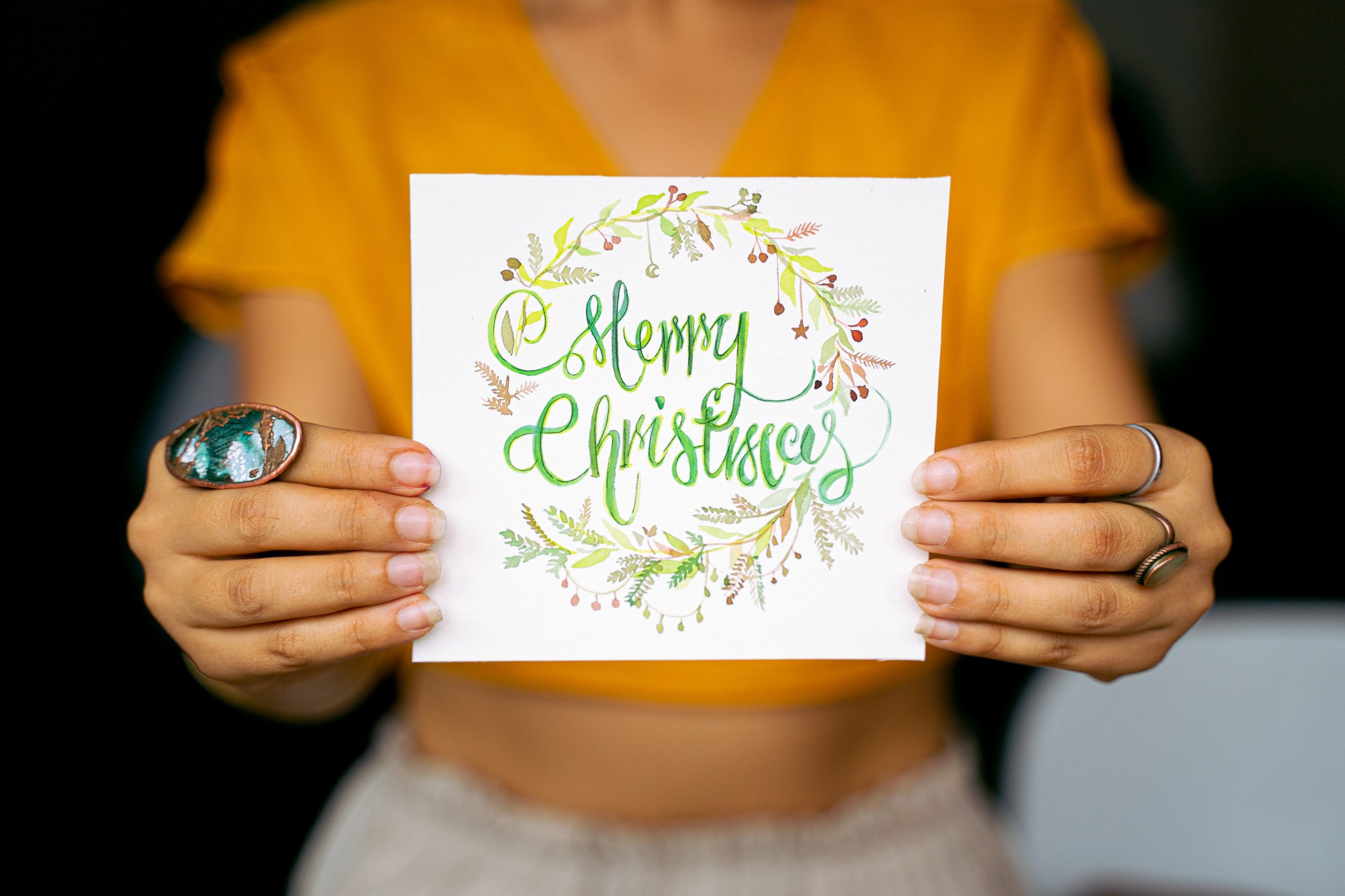 christmas diy postcard with simple lettering