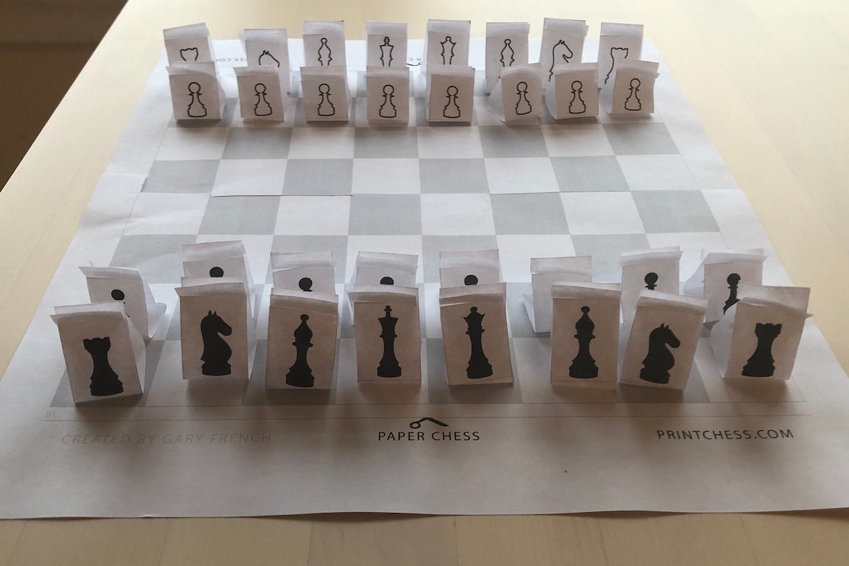An easy-to-assemble DIY paper chess board from printchess.com